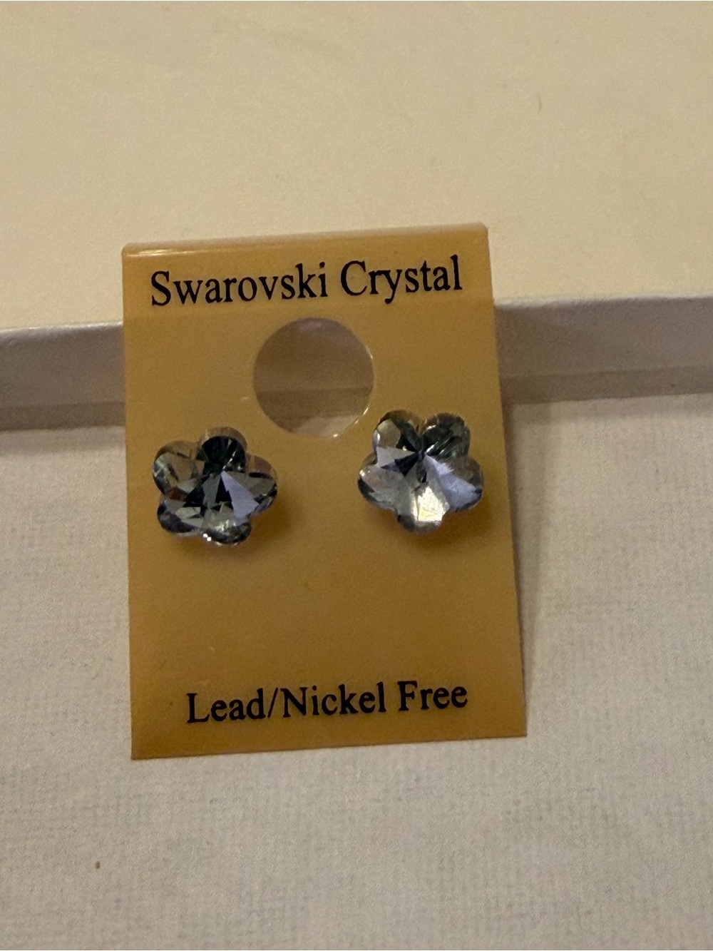 Swarovski Silver-Gray Flower Crystal Stud Earrings
